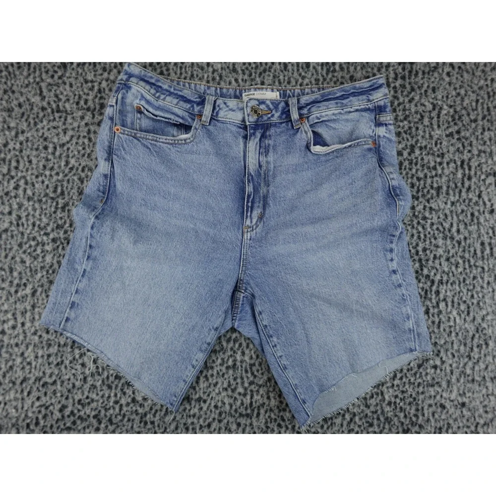 Garage Denim Mom Shorts Womens‎ Size 13 Blue High Rise Raw Hem Light Wash
